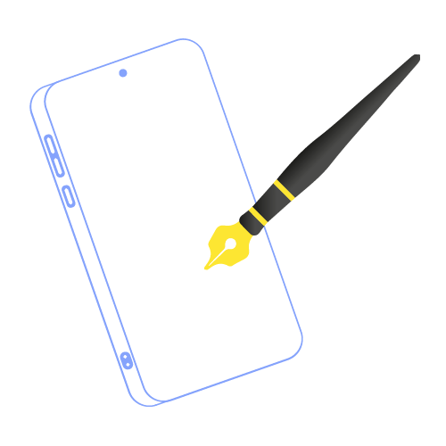 Icono fusión móvil y pluma estilográfica